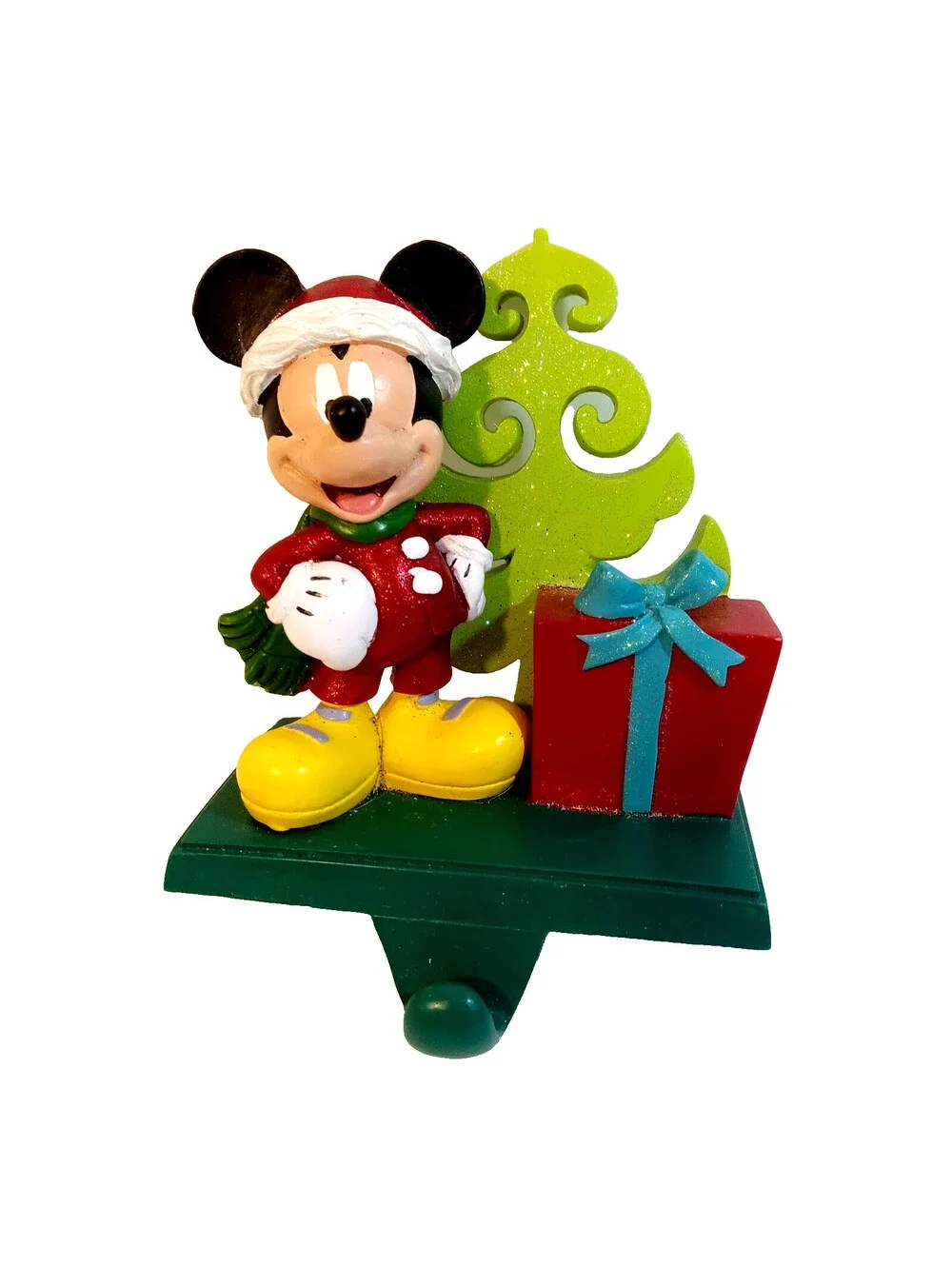 Disney Mickey Mouse 3D Christmas Stocking Hanger Green Whimsical Holiday Vibes